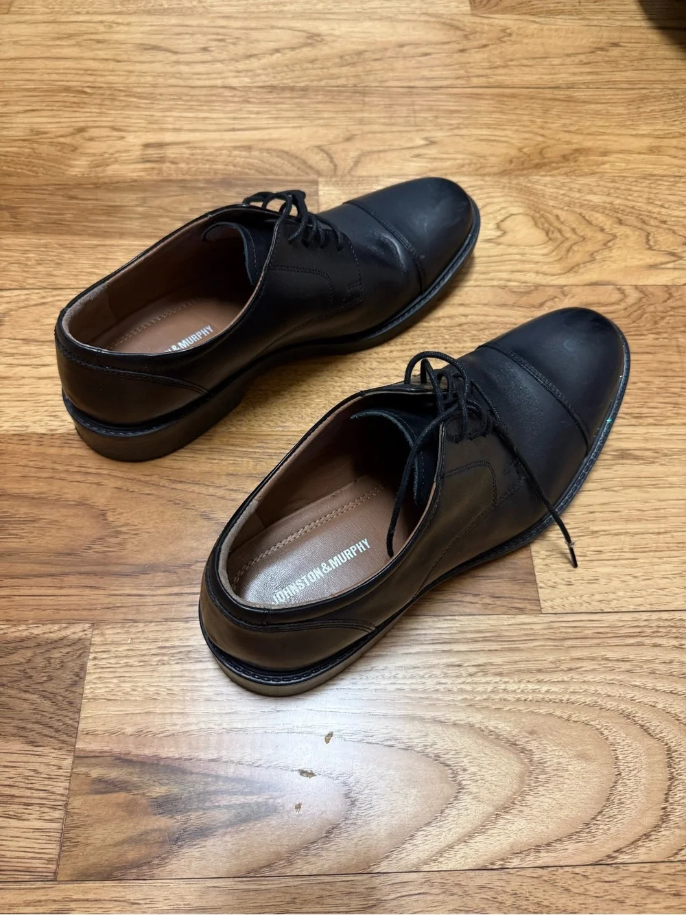 Johnston & Murphy Classic Black Cap-Toe Men's Dress Shoes